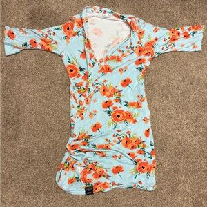 Milkmaid goods size large blue and orange poppy robe